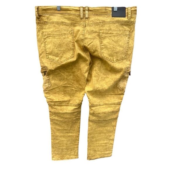Imperious Men’s Slim Straight Stacked Jeans Sz 40/30 Gold - Picture 2 of 6